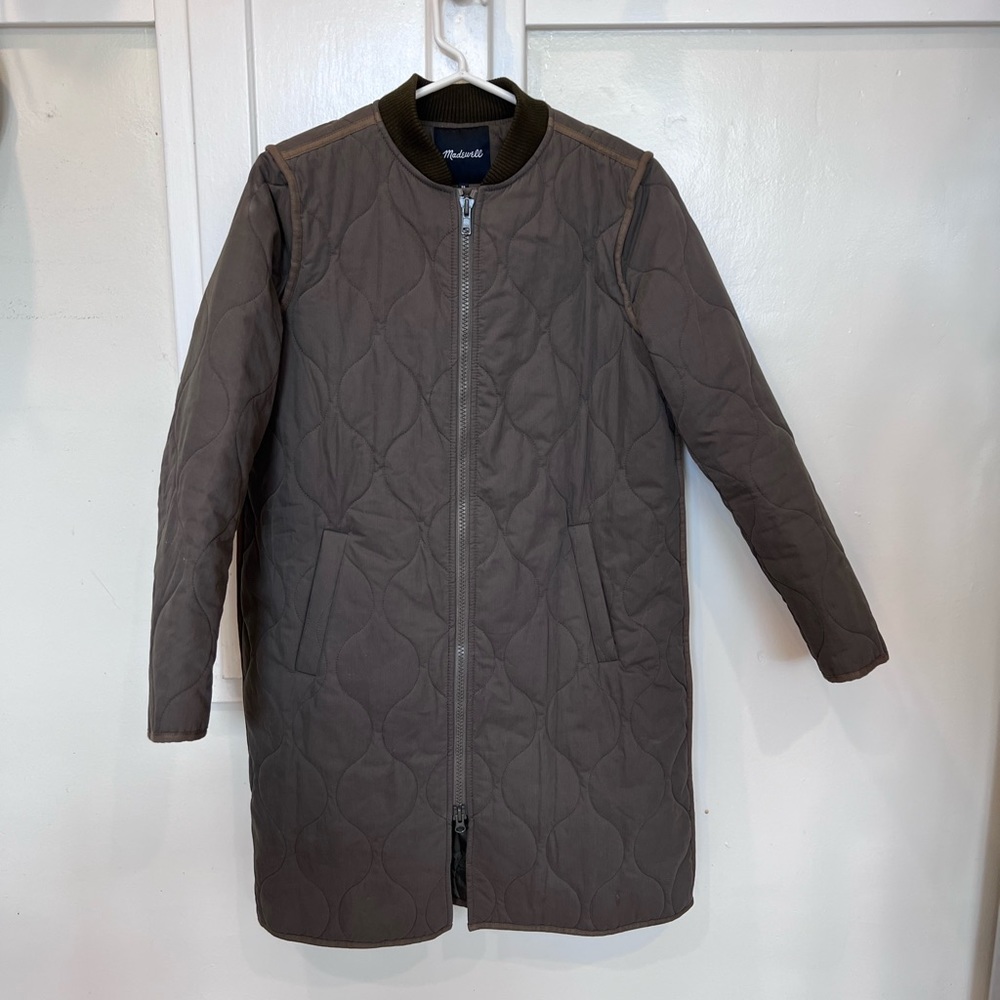 Madewell Quilted Military Jacket - Green, XS - Picture 3 of 4